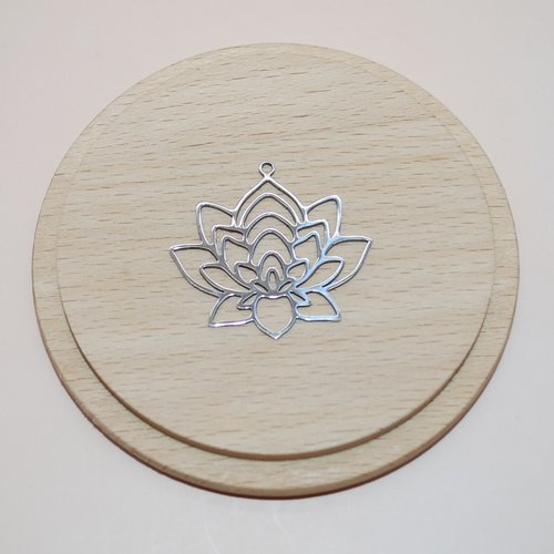 Pendentif feuille de lotus en acier inoxydable argent 33mm pour création de bijoux