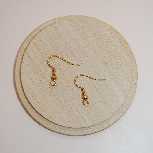 Paire de boucles d oreille crochets en acier inoxydable doré 20mm pour création de bijoux, crochets acier doré