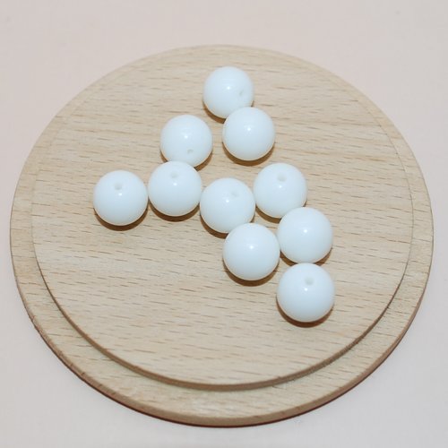 Lot de 5 perles blanches rondes en coquillages 10mm pour création de bijoux, perles coquillages