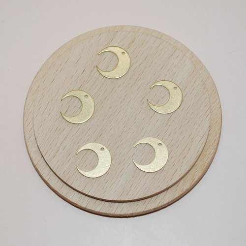 Lot de 5 breloques lunes en laiton doré 14mm pour création de bijoux