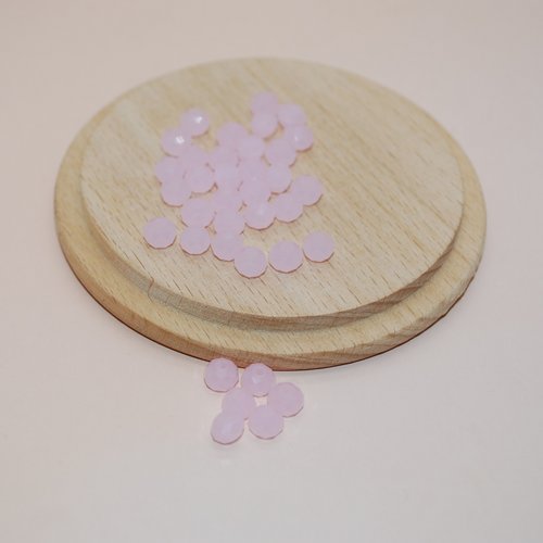 Lot de 20 perles à facettes rose clair en verre 6x4mm, perles roses 6mm