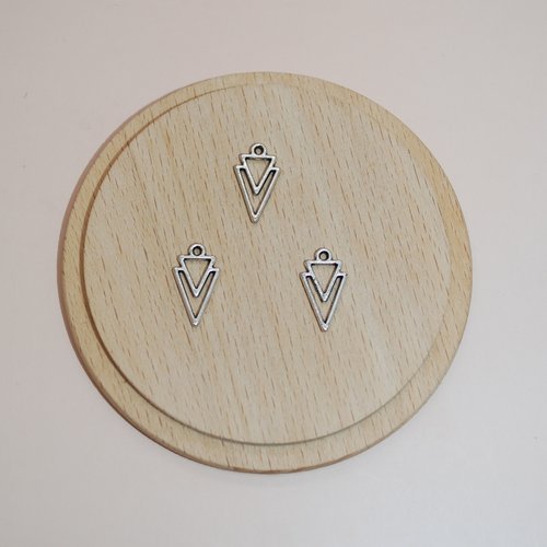 Lot de 3 mini breloques triangles argent pour création de bijoux, breloques pyramides argents