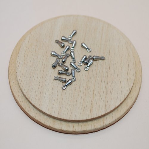 Lot de 10 gouttes en acier inoxydable argent 7mm pour création de bijoux, lot perles gouttes argents