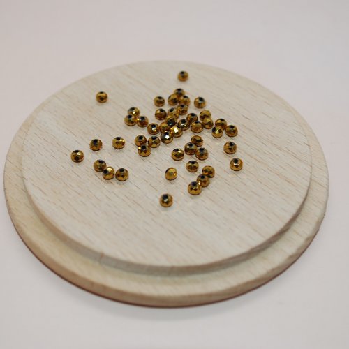Lot de 50 perles à facettes dorées en verre 2mm pour création de bijoux, lot perles dorées 2mm