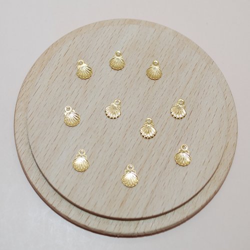 Lot de 5 breloques mini coquillages doré en acier inoxydable pour création de bijoux