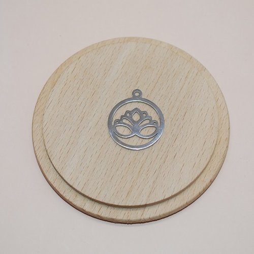 Pendentif feuille de lotus en acier inoxydable argent 26mm pour création de bijoux