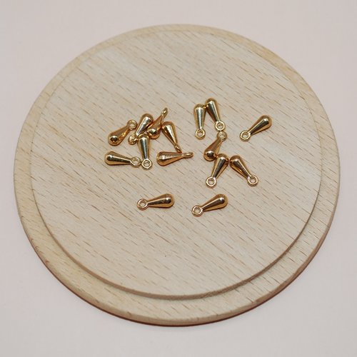 Lot de 10 perles mini gouttes doré 8mm pour création de bijoux, lot perles gouttes doré