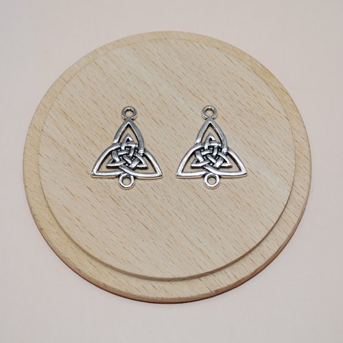 Lot de 2 connecteurs chandeliers noeuds celtiques argents pour création de bijoux, pendentifs breloques noeuds celtiques argents