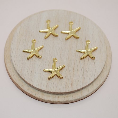 Lot de 5 breloques étoiles de mer en acier inoxydable doré pour création de bijoux, breloques etoiles de mer doré