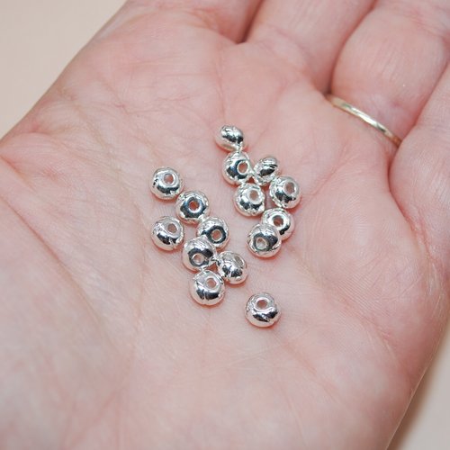 Lot de 20 perles séparatrices argents 6mm pour création de bijoux, lot de perles séparatrices argents perar1010/6mm
