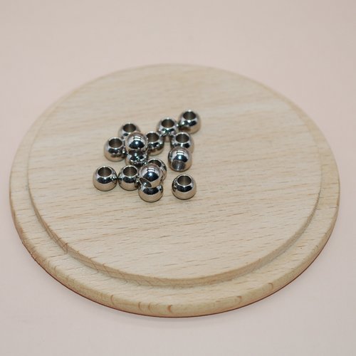 Lot de 10 perles en acier inoxydable argent 6mm pour création de bijoux