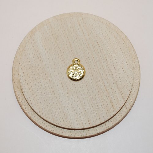 Mini breloque ronde étoile en acier inoxydable doré 14x12mm pour création de bijoux vendu a l unite