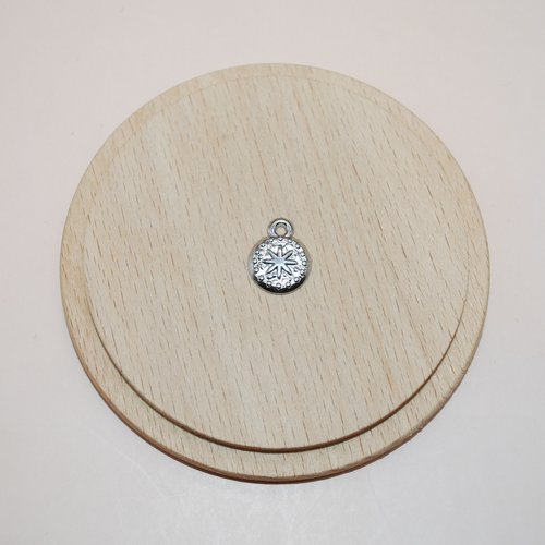 Mini breloque ronde étoile en acier inoxydable argent 14x12mm pour création de bijoux vendu a l unite