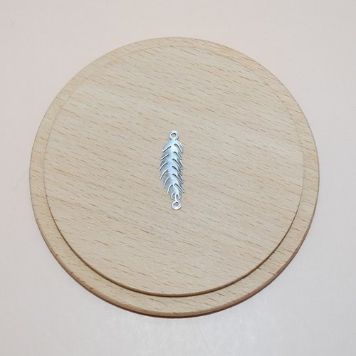 Pendentif connecteur plume en acier inoxydable argent, breloque plume argent pour création de bijoux