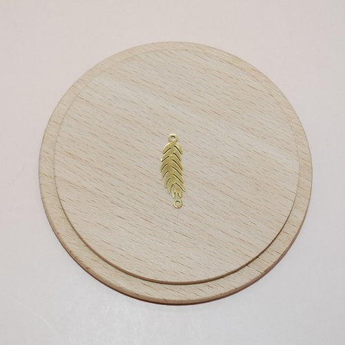 Pendentif connecteur plume en acier inoxydable doré, breloque plume doré pour création de bijoux