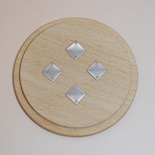 Lot de 4 breloques connecteurs losanges en acier inoxydable argent 13mm