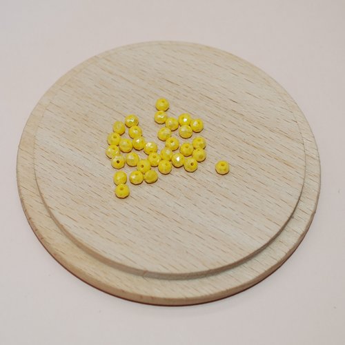 Lot de 20 perles à facettes jaunes ab en verre 3.5x2mm pour création de bijoux, perles 3.5mm