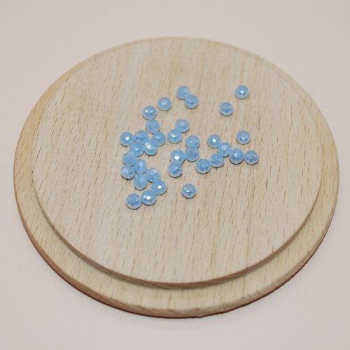 Lot de 20 perles à facettes bleu ciel ab en verre 3.5x2mm pour création de bijoux, perles 3.5mm