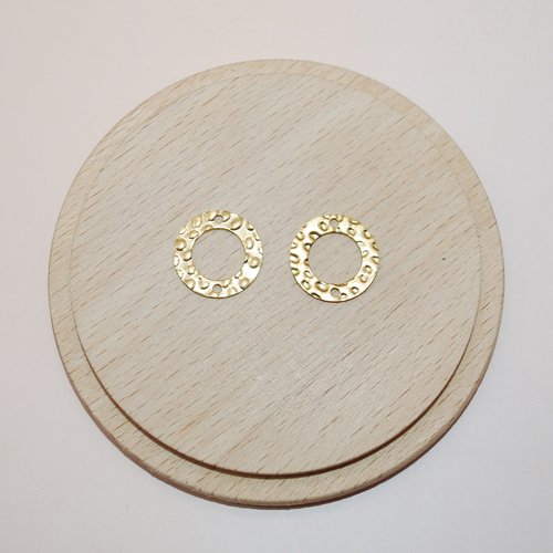 Connecteur anneau froissé en acier inoxydable doré 16mm pour création de bijoux vendu a l unite