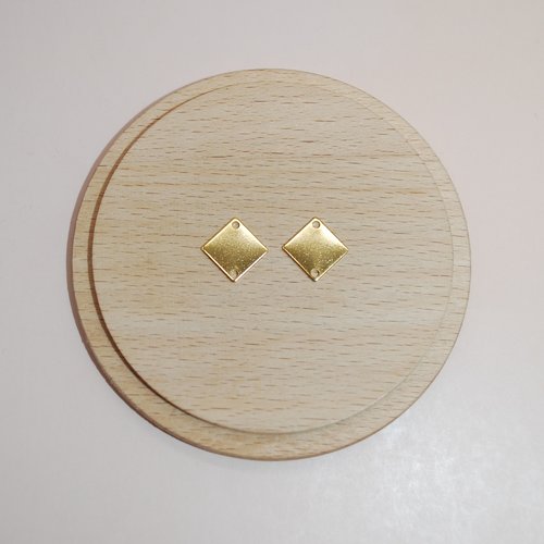 Lot de 2 breloques connecteurs losanges en acier inoxydable doré 13mm