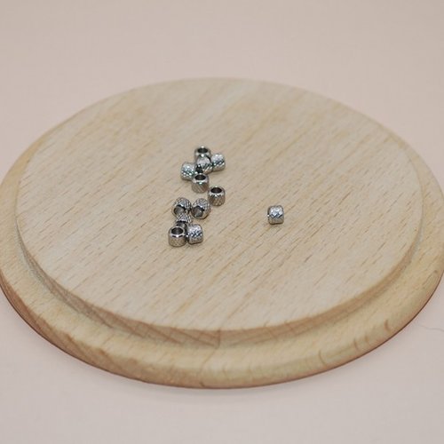 Lot de 10 perles en acier inoxydable argent 3mm trou 1.5mm pour création de bijoux, lot perles acier argent