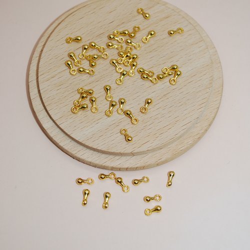 Lot de 20 perles mini gouttes dorées 7mm pour création de bijoux, lot perles gouttes dorées