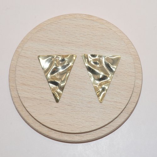 Lot de 2 pendentifs losanges froissés en acier inoxydable doré 29mm pour création de bijoux, breloques froissées dorées