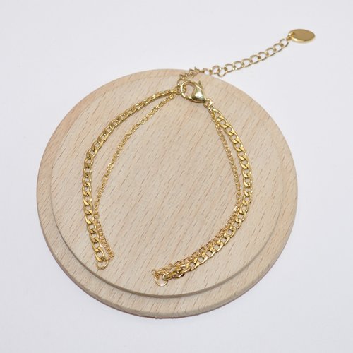 Support de bracelet multi chaines en acier inoxydable doré avec chainette de rallonge pour création de bijoux