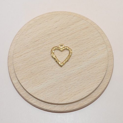 Pendentif coeur en acier inoxydable doré 18mm pour création de bijoux, breloque coeur doré