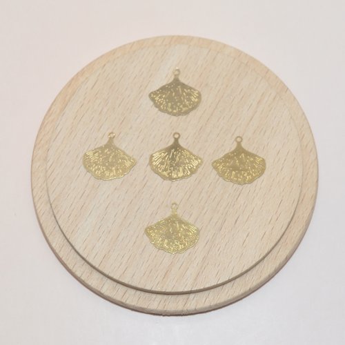 Lot de 5 breloques feuilles ginkgo biloba en acier inoxydable doré 15mm, pendentifs feuilles dorés pour création de bijoux