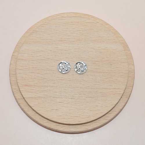 Lot de 2 breloques rondes froissées en acier inoxydable argent 8mm pour création de bijoux, lot mini pendentifs dorés