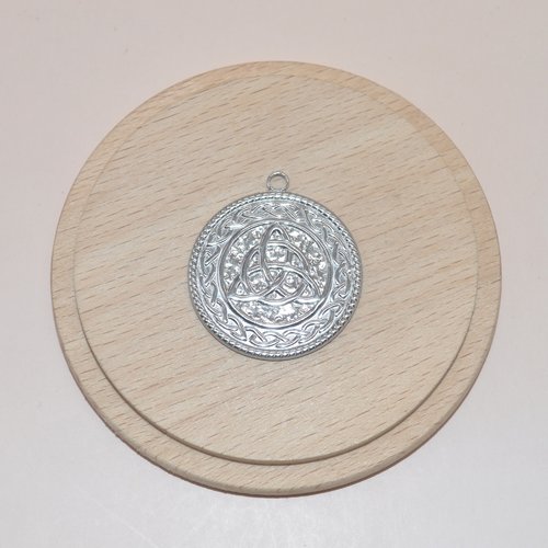 Pendentif noeud celtique en acier inoxydable argent 34mm, pendentif triskel triquetra pour création de bijoux