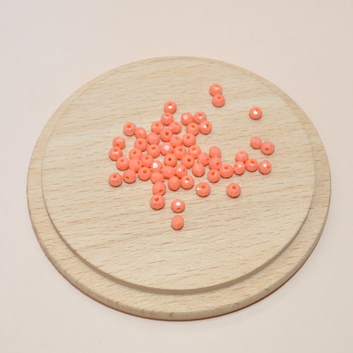 Lot de 20 perles à facettes oranges en verre 3.5x2mm pour création de bijoux, perles 3.5mm