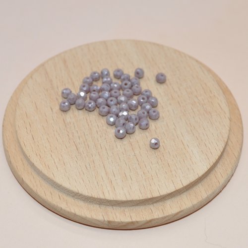 Lot de 20 perles à facettes mauves en verre 3.5x2mm pour création de bijoux, perles 3.5mm