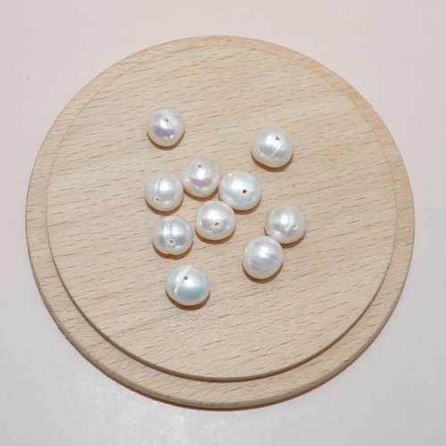 Lot de 5 perles d'eau douce de culture véritable 8x8.5mm pour création de bijoux, perles de culture