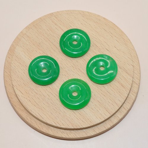 Pendentif disque en jade pour création de bijoux, pendentif donuts en pierre, vendu a l unite