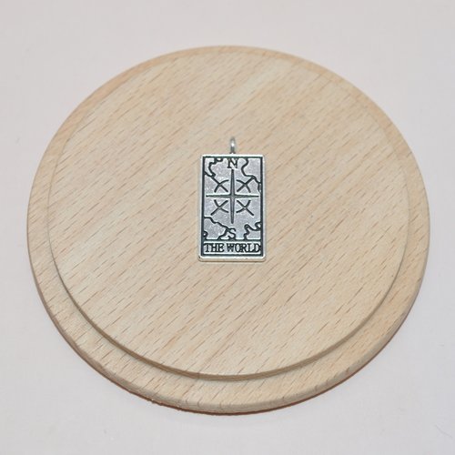 Pendentif the world - le monde du tarot argent pour création de bijoux, breloque le monde argent