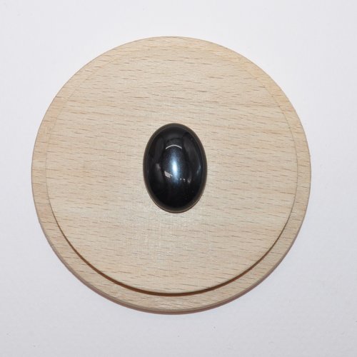Cabochon en pierre agate noire 25x18mm pour création de bijoux - cabochon ovale