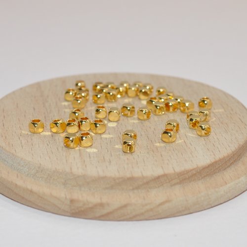 Lot de 10 perles séparatrices carrées en plaqué or 24k 3x3mm pour création de bijoux, lot perles dorées