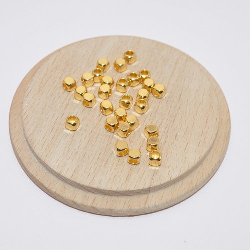 Lot de 5 perles séparatrices carrées en plaqué or 24k 4x4mm pour création de bijoux, lot perles dorées