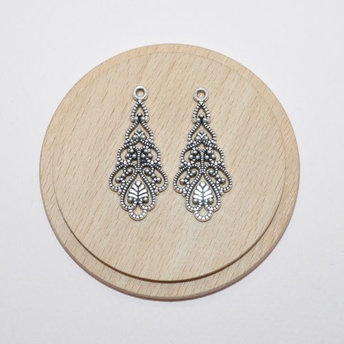 Lot de 2 connecteurs chandeliers argents 4.2x1.8cm pour création de bijoux