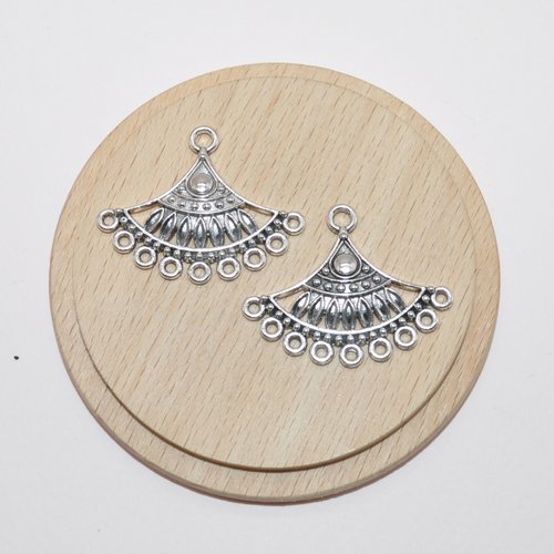 Lot de 2 connecteurs chandeliers argents 3x3.7cm pour création de bijoux