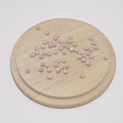 Lot de 20 perles à facettes roses pales ab en verre à reflets en verre 3.5x2mm pour création de bijoux