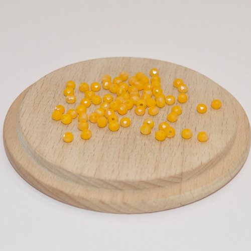 Lot de 20 perles à facettes jaunes poussins ab en verre 3.5x2mm pour création de bijoux, perles 3.5mm