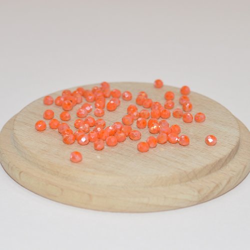 Lot de 20 perles à facettes oranges v2 en verre 3.5x2mm pour création de bijoux, perles 3.5mm
