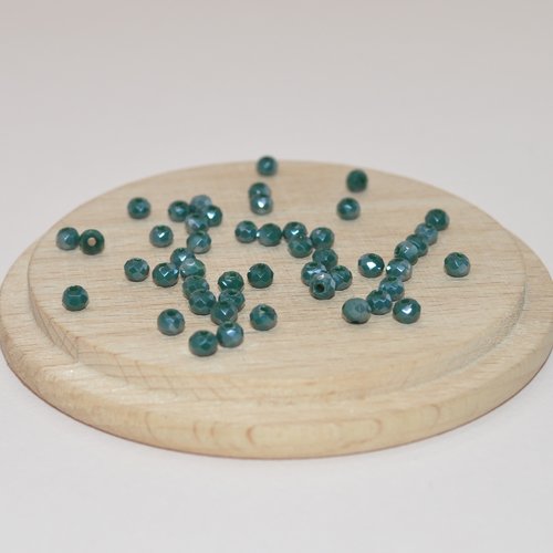 Lot de 20 perles à facettes vert sapin ab en verre 3.5x2mm pour création de bijoux, perles vertes 3.5mm