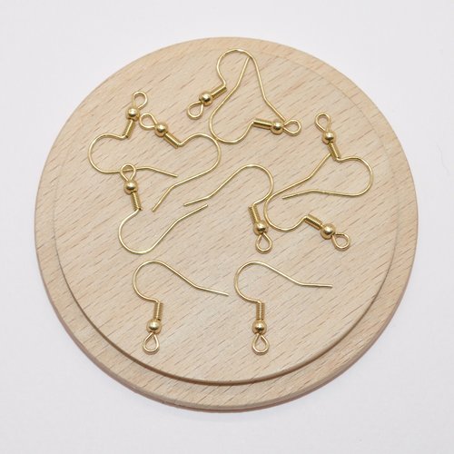 Boucles d oreille en acier inoxydable doré x10 pour création de bijoux, lot dormeuses crochets acier doré