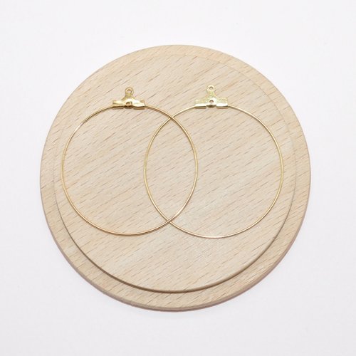 Lot de 2 supports boucles d oreille créoles doré en acier inoxydable 40x45mm pour création de bijoux, créoles 40mm