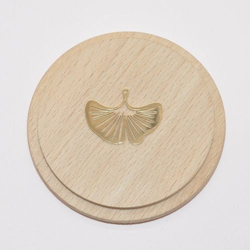 Pendentif feuille ginkgo biloba en acier inoxydable doré 30mm, pendentif feuille doré pour création de bijoux vendu a l unite