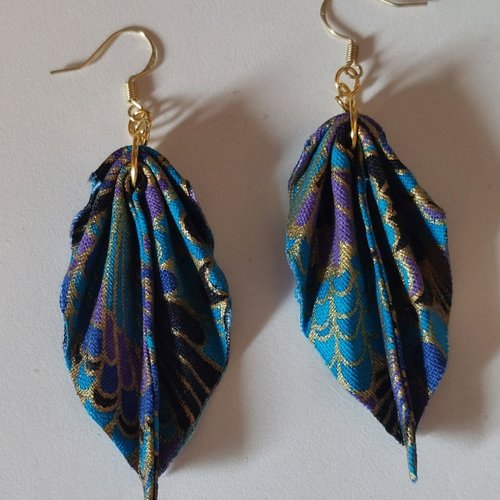 Boucles d'oreilles origami tissu
